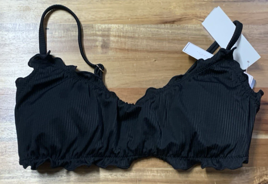 Salt & Cove Juniors Ruffle Bikini Top Black Bralette New
