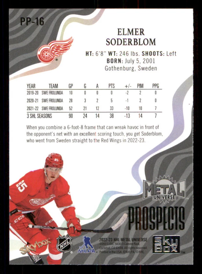 2022-23 Metal Universe Skybox Premium Prospects #PP16 Elmer Soderblom - Image 2 of 2