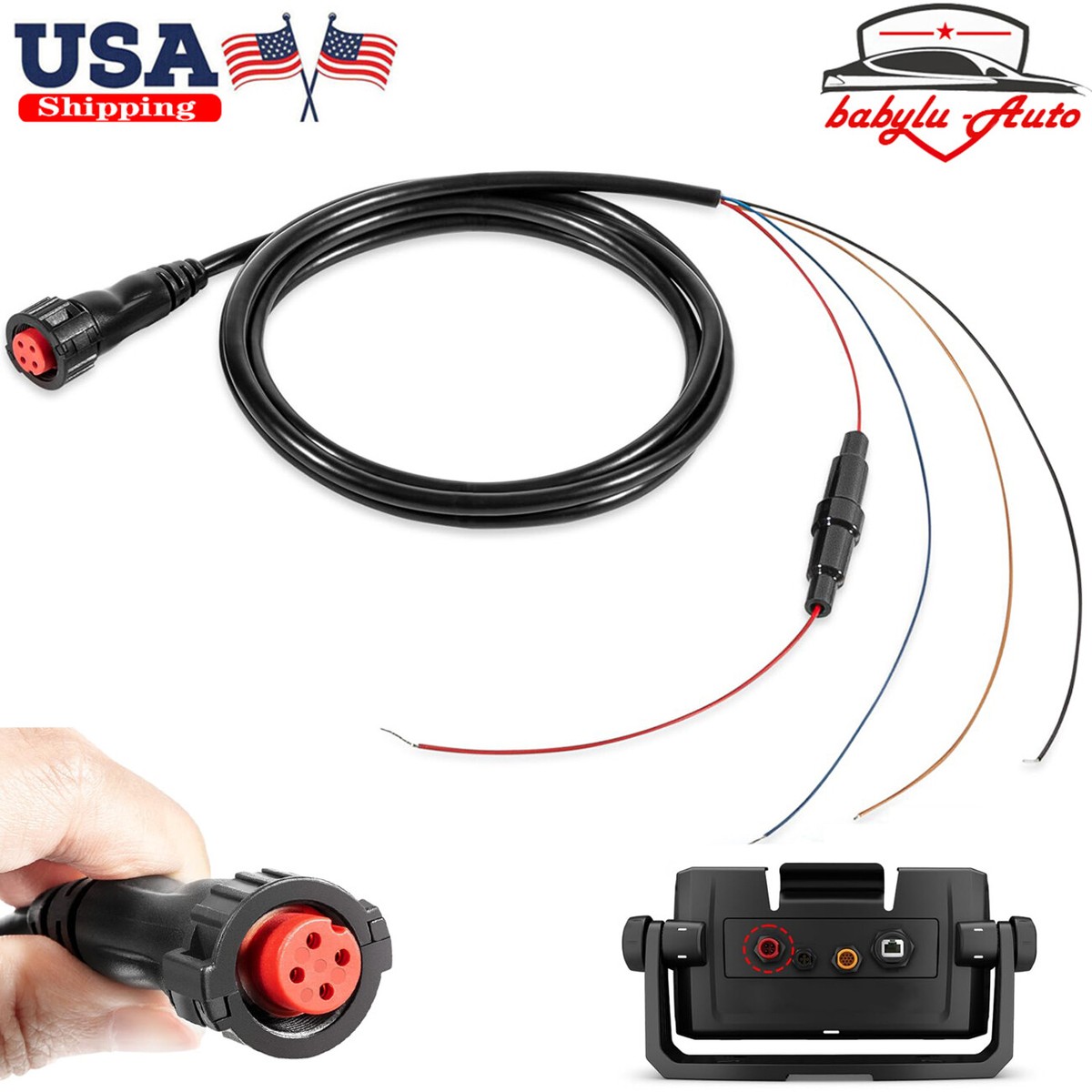 For Garmin echoMAP 72cv/72sv/73cv/73sv/74cv Power Data Cable 4-Pin