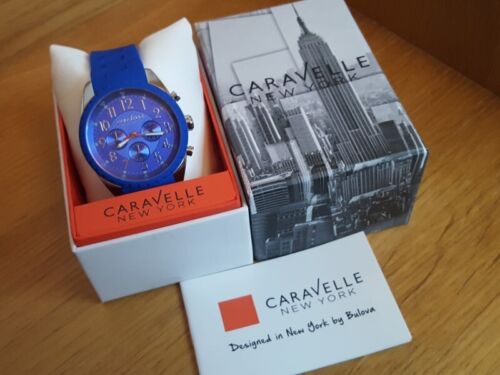 Mens Bulova Caravelle Logan Blue Comfy Wear Chrono Sport Watch 43A121 New In Box - Picture 8 of 8