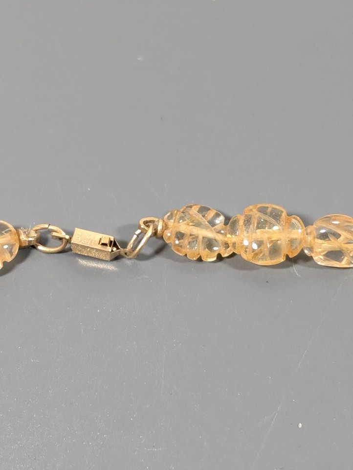 Amber Color Stone Etched Oval Beaded 1/20 12k Gold Filled Clasp