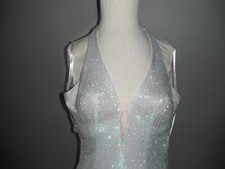 Silver V-Neck Evening Dress Size 4 Worn Once Elegant Formal Gown