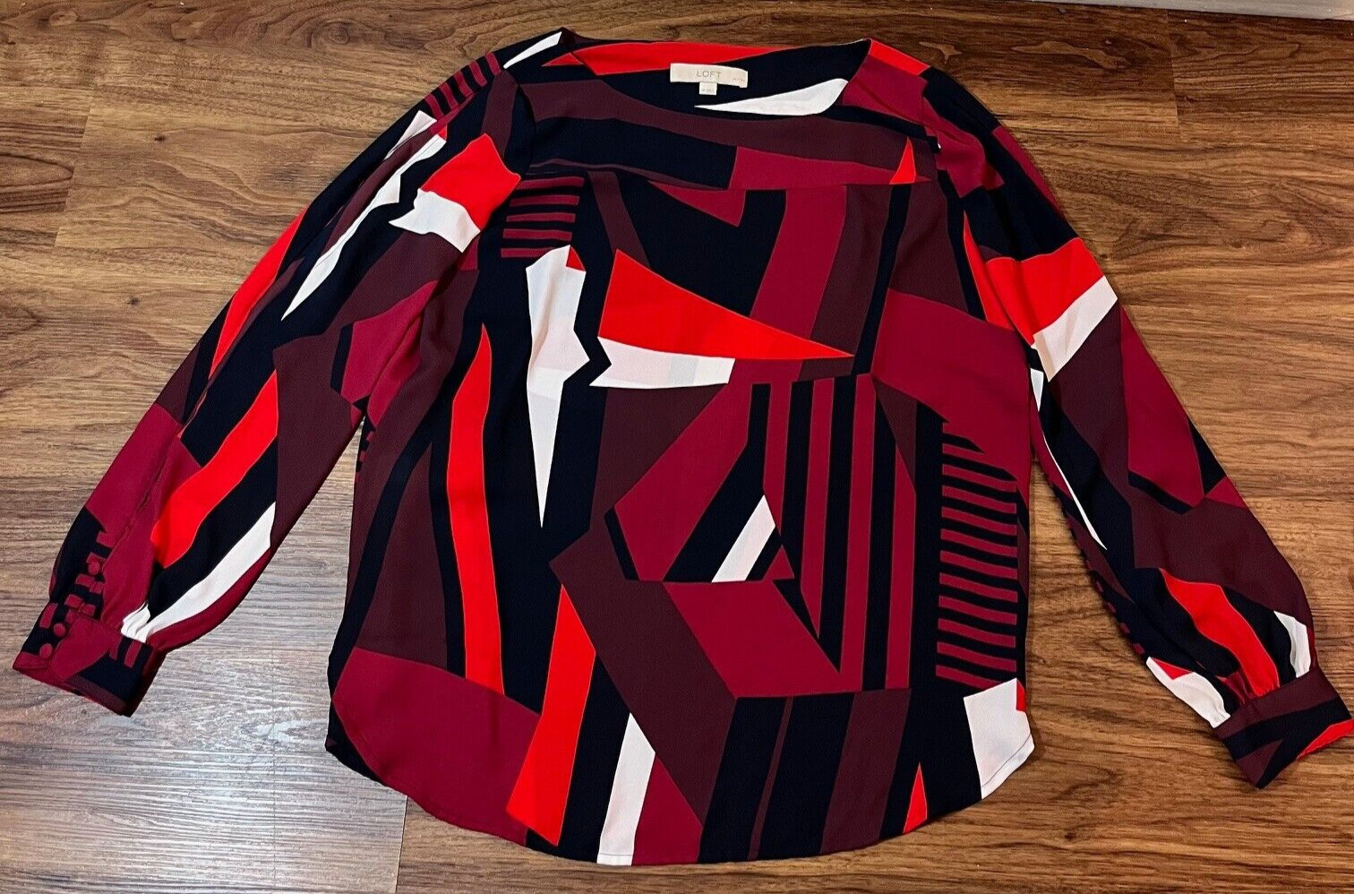 LOFT Petites Multicolor Geometric Split Open Long… - image 1