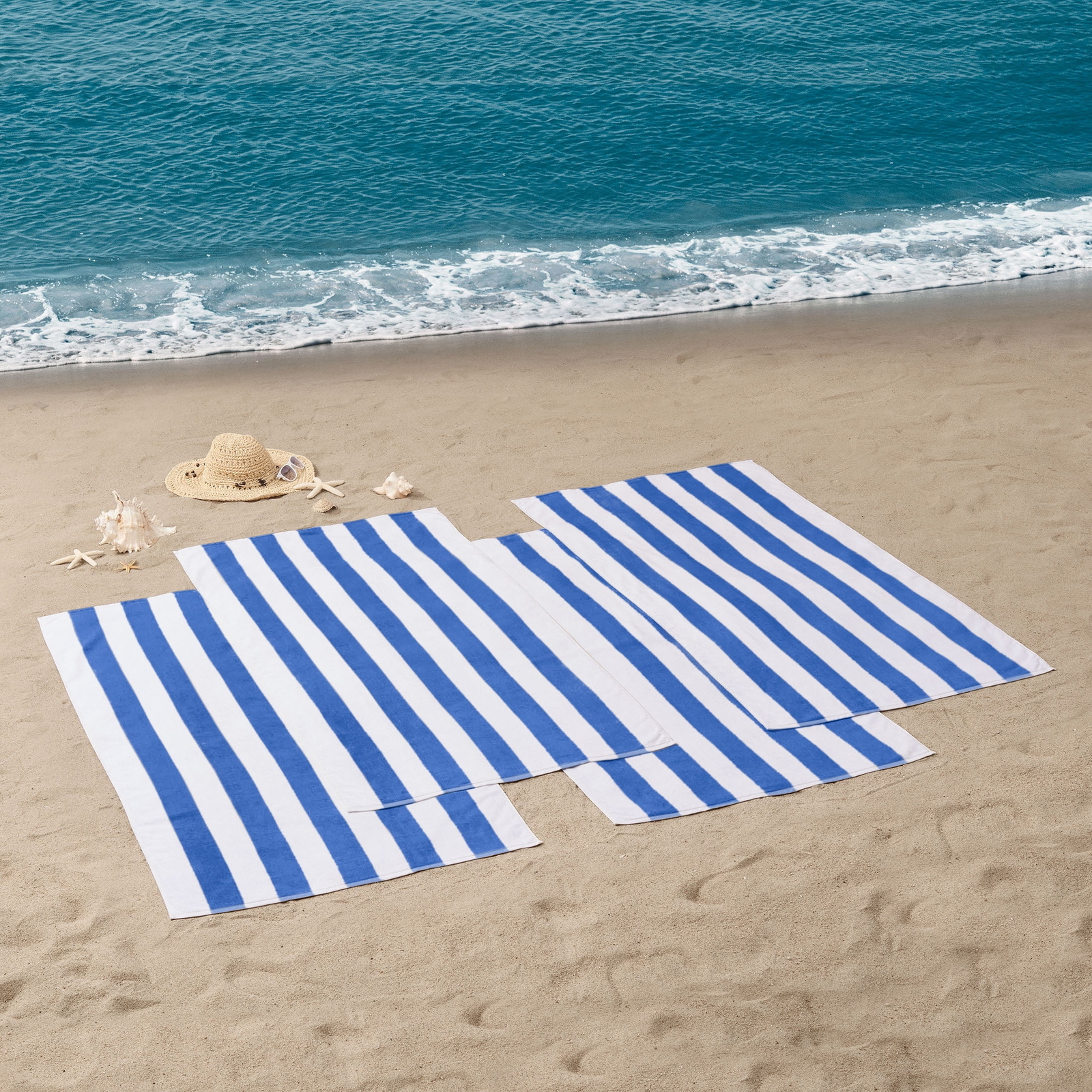 Mainstays Cabana 4-Pack Navy Beach Towels 58x28 Inches Quick-Dry Soft