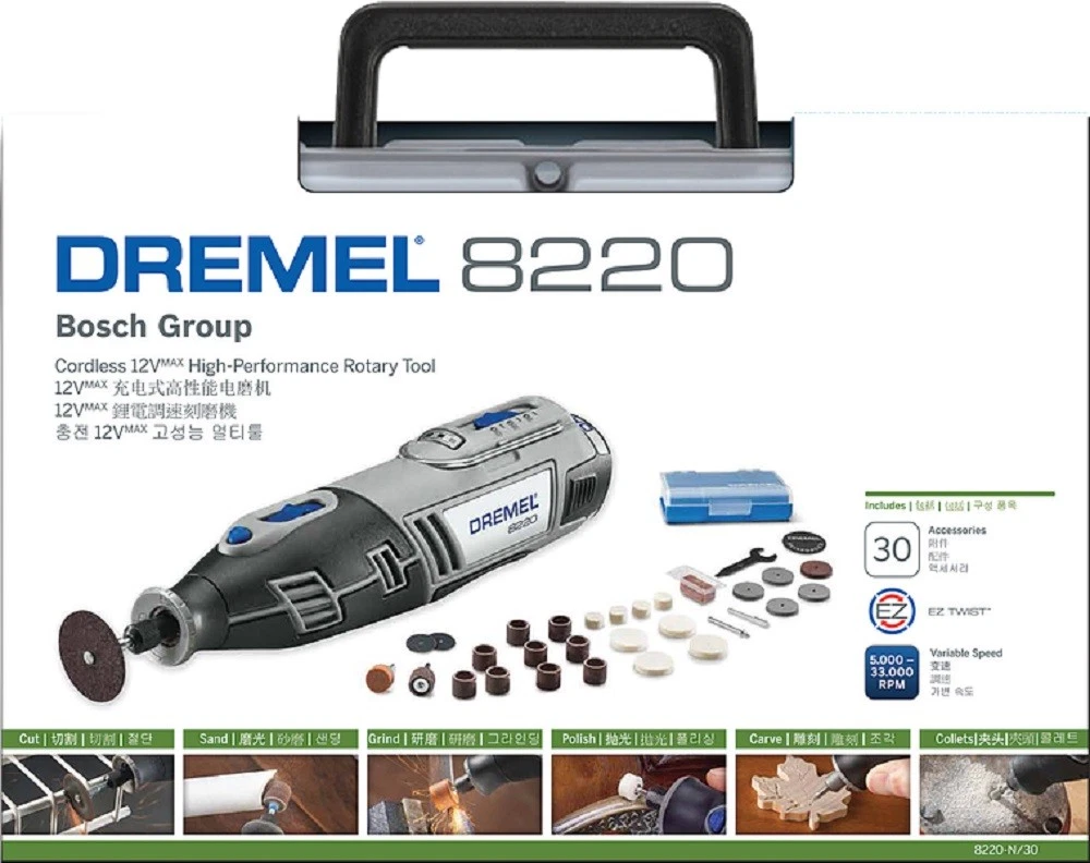 Dremel 8220-N/30 Cordless Rotary Tool 12V with 30 Kit Max High-Performance  220V