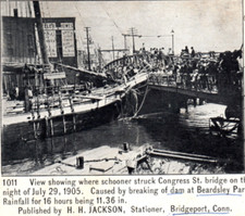CT Bridgeport Connecticut Schooner Ship Congress Street Bridge Postcard CT Bridgeport Connecticut Schooner Ship Congress Street Bridge Postcard