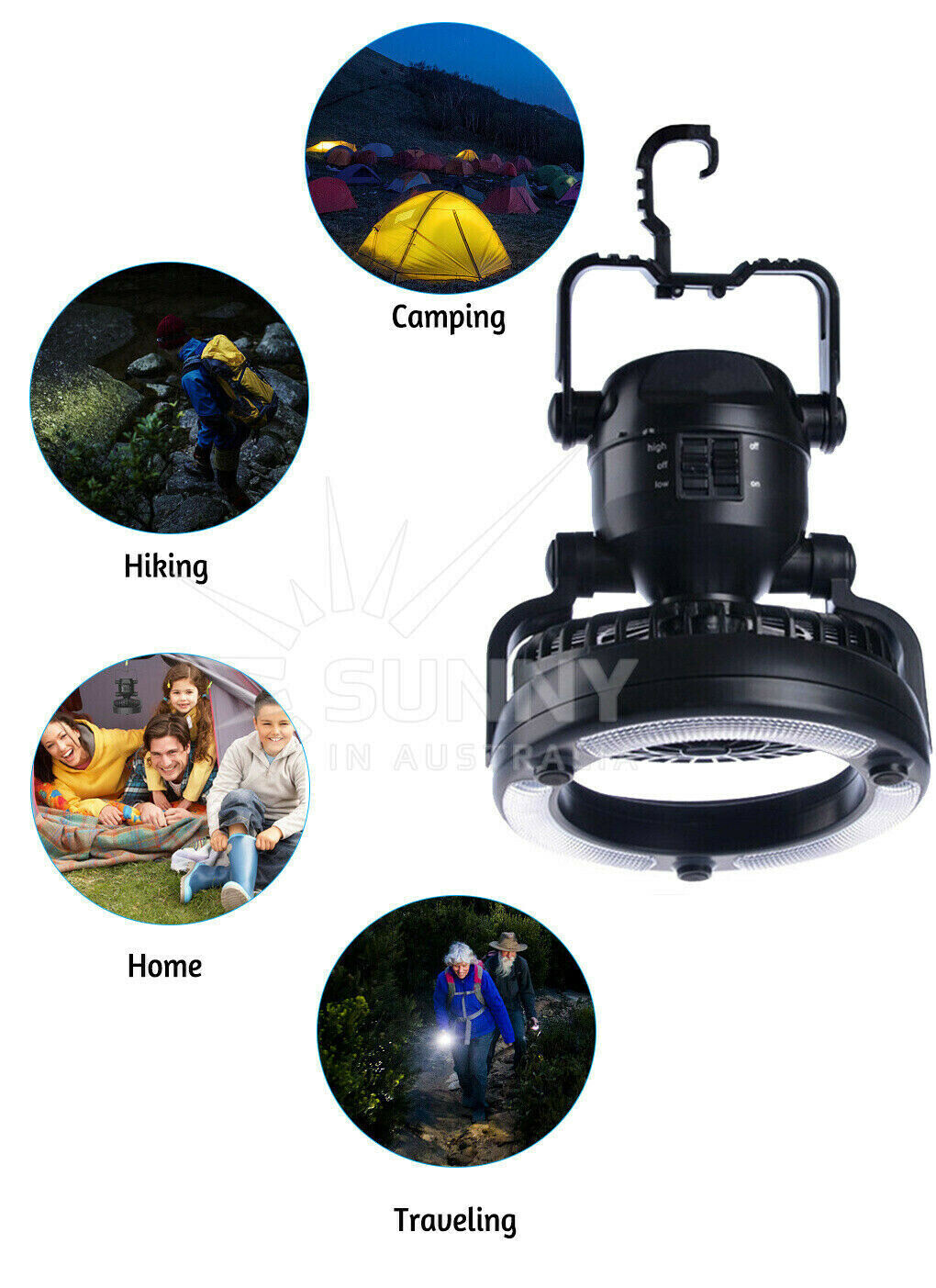 2in1 18 LED Camping Fan Light Combo Flashlight and Ceiling Fan for
