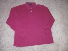 NAUTICA maroon smooth cotton long sleeve polo shirt men's XL
