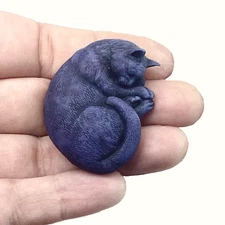 Black Cat - 1:12 Scale Sleeping Cat pet for dollhouse diorama artisan miniature