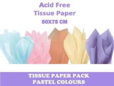 Pastel Tissue Paper Pack 5 Colours Wrapping Craft Acid Free Full Sheets 50x75cms