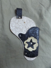 Vintage Mid-century Toy Cowboy Holster Tooled Vinyl/Leather Black White 4.5x8"