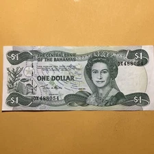 Bahamas One Dollar XF/AU Circulated Paper Money Q Elizabeth - P#70a (Francis)