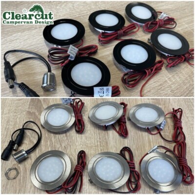 12 V Licht & Schalter Kit 2 x 65 mm LED 12 V Strahler & Dimmer Schalter - Cool White