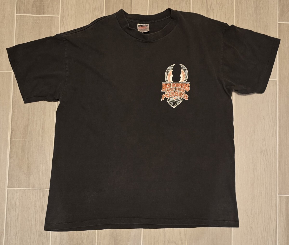 Vintage Oneita 90s Edgy Rice Burners Are For Pussies Biker Tee