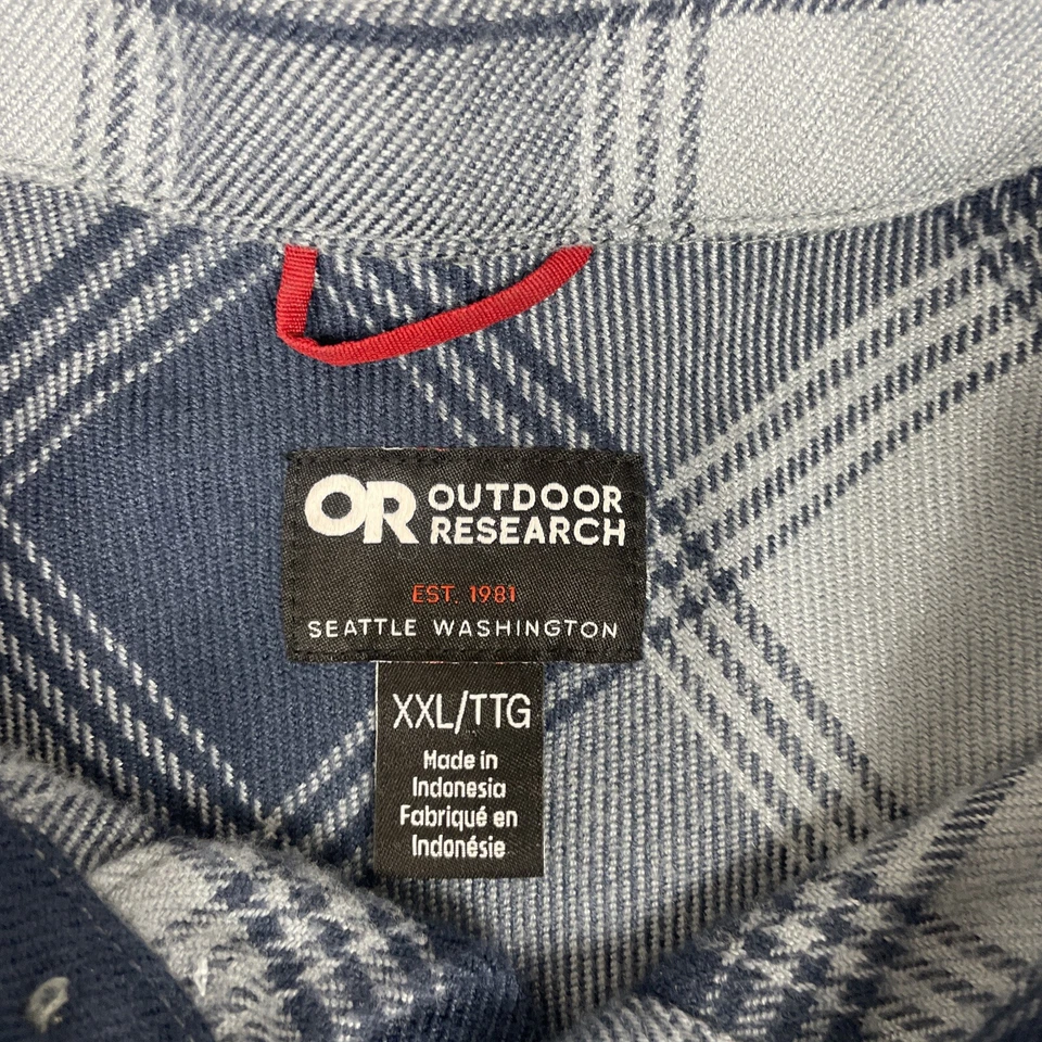 Outdoor Research Flannel Shirt Men's XXL Feedback Midweight Blue soft warm - Image 4 of 4