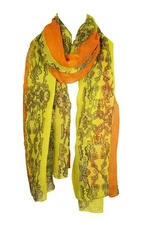 Ladies Neon Yellow  Royal Crest Scarf  Sarong Shawl Lightweight Rectangle Wrap