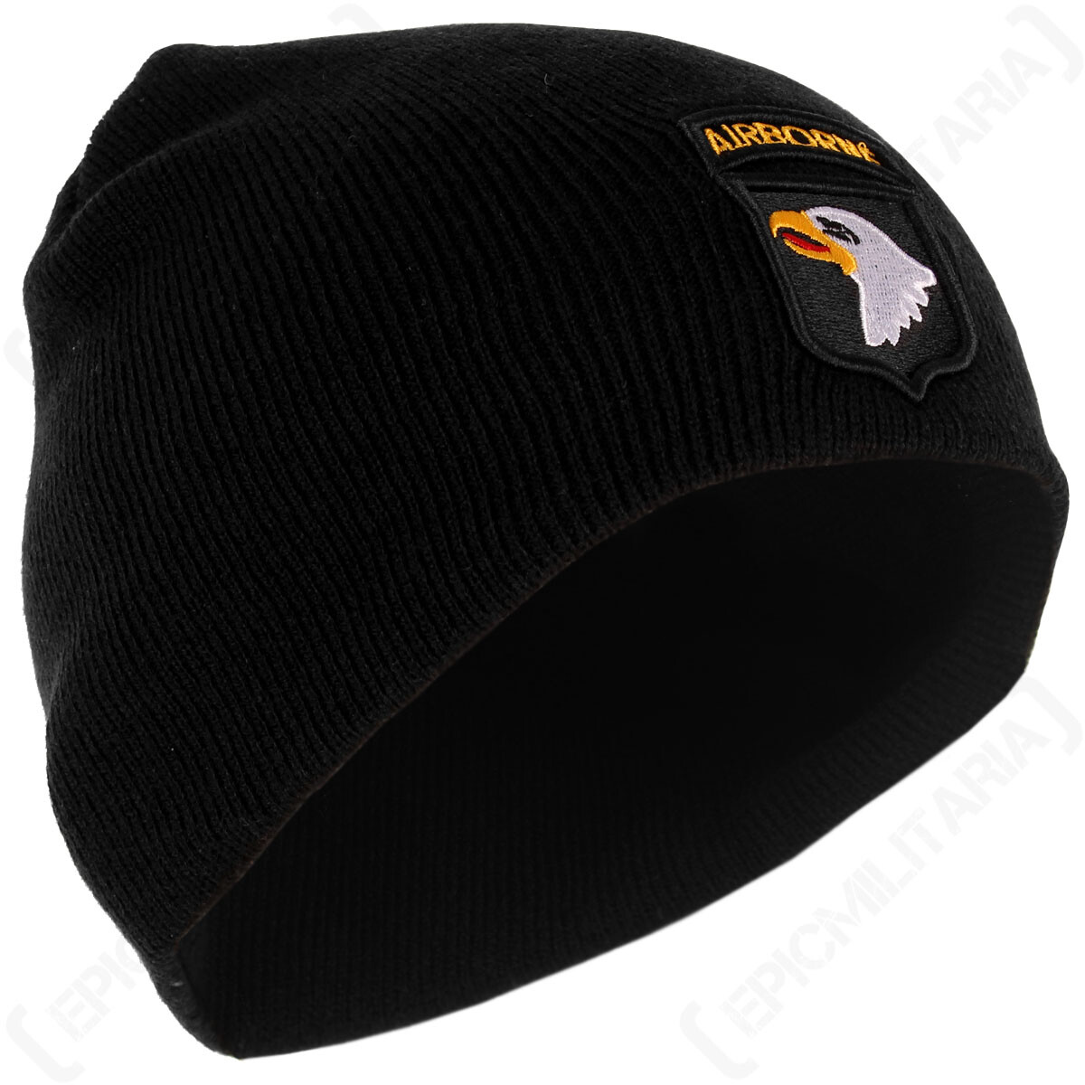 101st Airborne Beanie Hat 1942 (The Screaming Eagles) - Black - 100% Acrylic