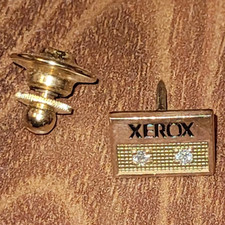 Vintage 10k Xerox Lapel Pin Tie Tack w/ 2 Stones