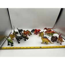 18 pc Plastic Dinosaur Toy Figure Lot T-Rex Triceratops Stegosaurus Mixed Sizes