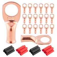 20 PCs 8 Gauge x 3/8" Copper Wire Ring Terminals Connector Lug Battery Cable ...