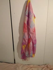 Women's Sheer Lightweight "Colorful Artwork Design" Scarf