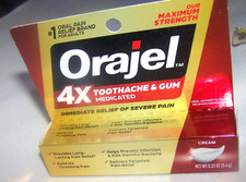 New fresh tube of Orajel 4X Toothache tooth Gum Pain Cream 0.33 Oz Exp 8/2026