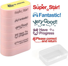 Teacher Stamps Set, Cute Pre-Inked Teachers Motivation Stamp for Grading, Super