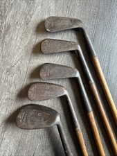 Antique George Nicoll Hickory Shafted 5 Piece Iron Set Scotland