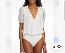 NWT$285 Cami NYC Pia Bodysuit Faux Pearl Sz Large Gorgeous