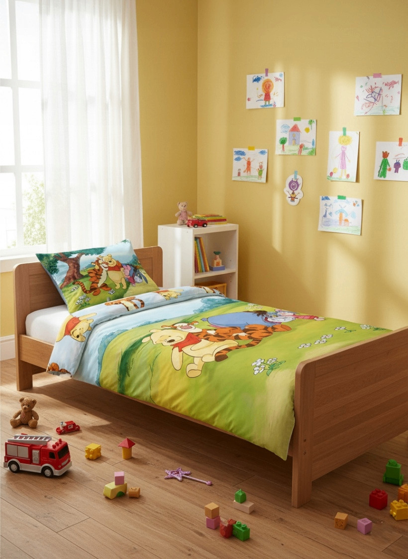 Set lenzuola bambino Winnie the Pooh Friends 2 pezzi Cotone 100x135 cm foto 2