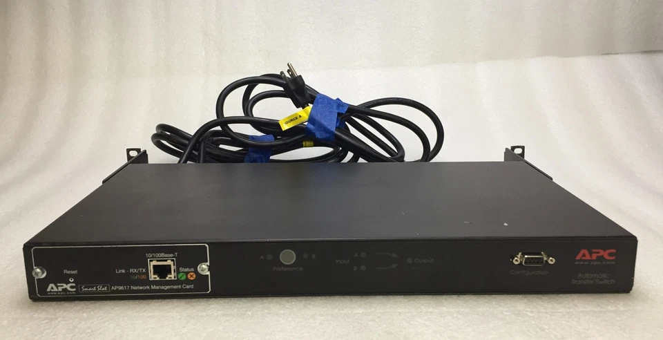 Interruptor de transferencia automática de montaje en rack APC AP7750 ATS 8 salidas con tarjeta AP9617 Foto 2 de 4