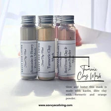 Botanical Face Kaolin Clay Mask With Turmeric Powder Organic Skincare 1oz bottle