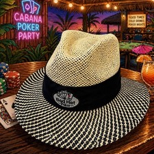 Straw Fedora Hat Gambler Casino Bad Hat Poker Summer NWT 23