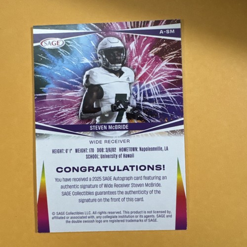 2025 Sage High Series - Steven McBride Auto #A-SM HAWAII - Picture 6 of 10