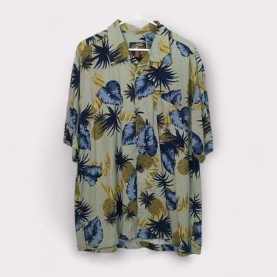 La Cabana Men's Hawaiian Lounge Shirt Beige Floral Size XL