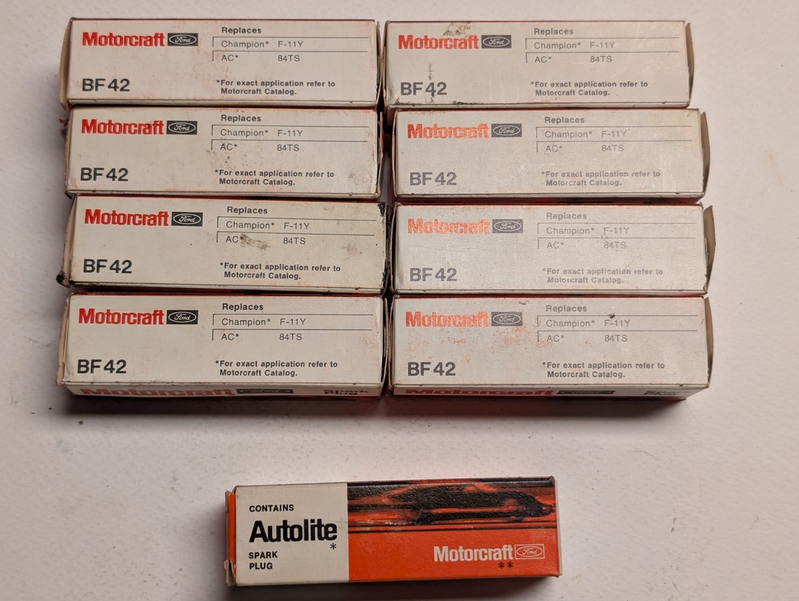 Nos Ford Autolite Bf-42 Sparkplugs - Set Of 9