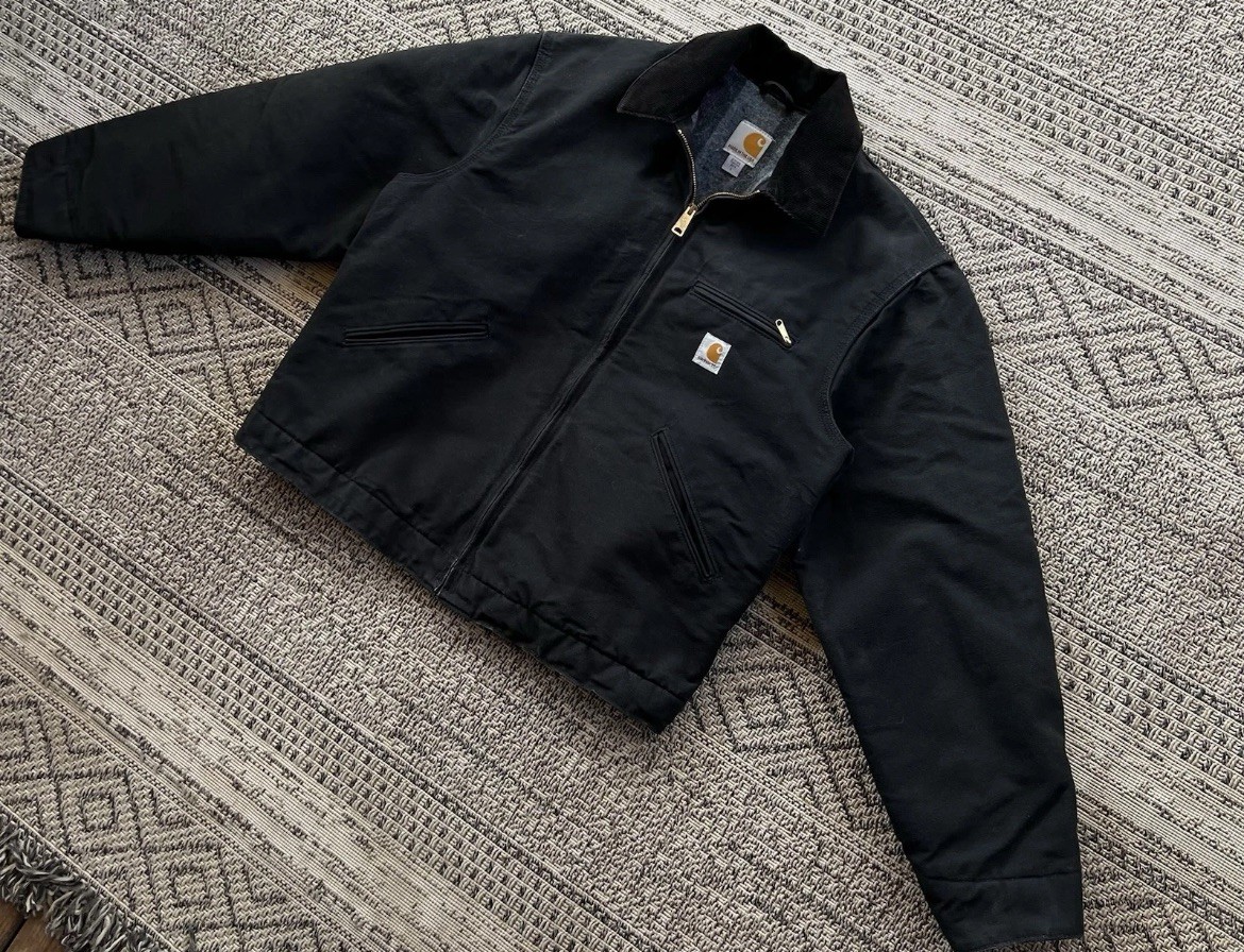 Carhartt Detroit Jacket J001-BLK LARGE Blanket Lined Black Canvas