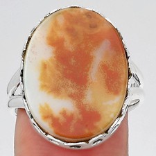 Natural Scenic Dendritic Agate 925 Sterling Silver Ring s.9 Jewelry R-1428