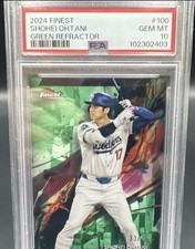 PSA 10 GEM MINT 2024 Topps Finest Shohei Ohtani Green Refractor /75 #100 Dodgers