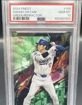 PSA 10 GEM MINT 2024 Topps Finest Shohei Ohtani Green Refractor /75 #100 Dodgers