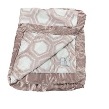 Little Giraffe Luxe Honeycomb Baby Blanket   Dusty Pink/White Faux Fur  Satin