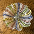 Vintage Murano Latticino Aventurine  Art Glass Centerpiece Bowl 5.5”