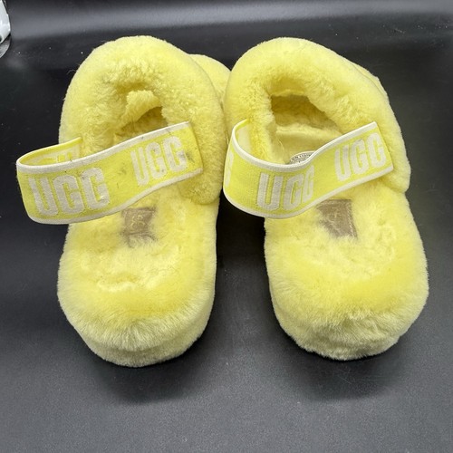 Ugg Oh Yeah Womens size 8 Faux Fur Slipper Sandals Yellow Slingback 1107953 - Picture 4 of 7