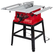 Table Saw,  10 Inch 15A Multifunctional Saw with Stand & Push Stick, 90° Cross C
