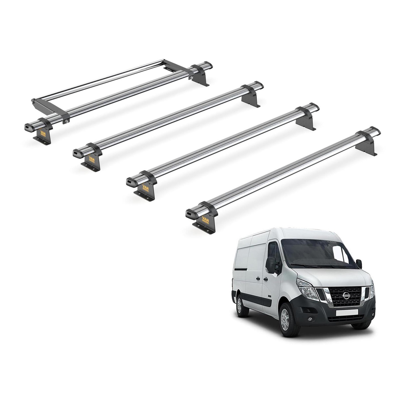Nissan NV400 Roof Rack for 2011+ L2/L3 4x Roof Bars & Roller Van Guard Trade