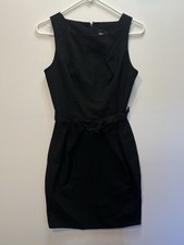 ASOS Black Pleated Retro Classic Cowl Midi Dress, Waist Tie (Women’s Size US 2)