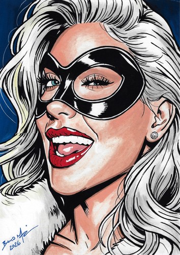 💥Black Cat (09"x12") original comic art by Breno Moreira - TramaStudio💥