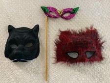 Cat Eye Masks Mardi Gras Halloween Masquerade Cosplay LOT 3 - Vintage