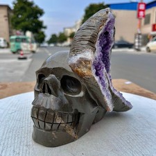 7.6LB High quality amethyst skull carving specimens for home decoration