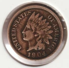 US Rare Old West 1904 Indian Head Penny Coin American Collection Shield Cent USA